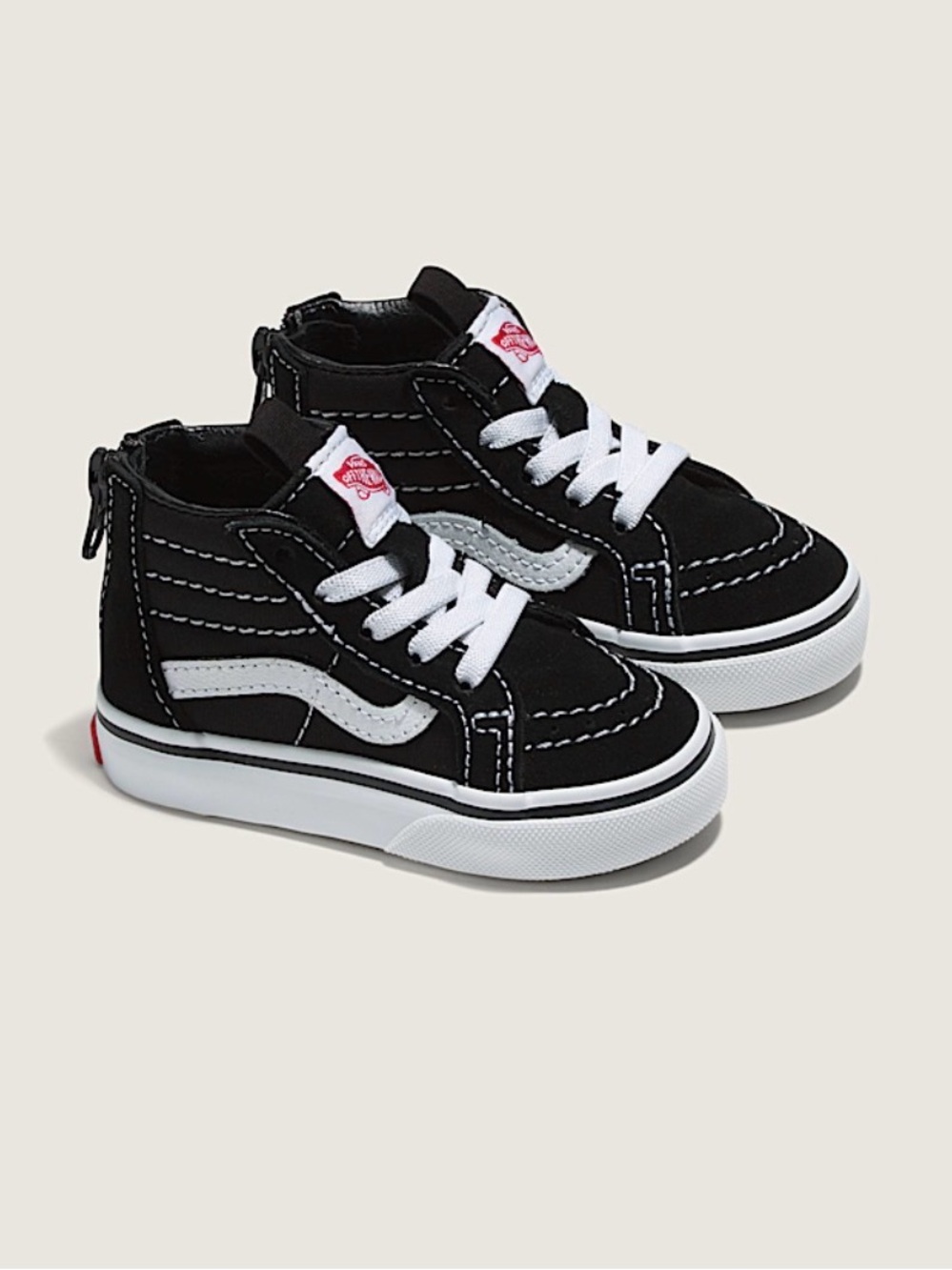 Vans Kids Black High-Top Skate Sneakers with White Stripe zip back
